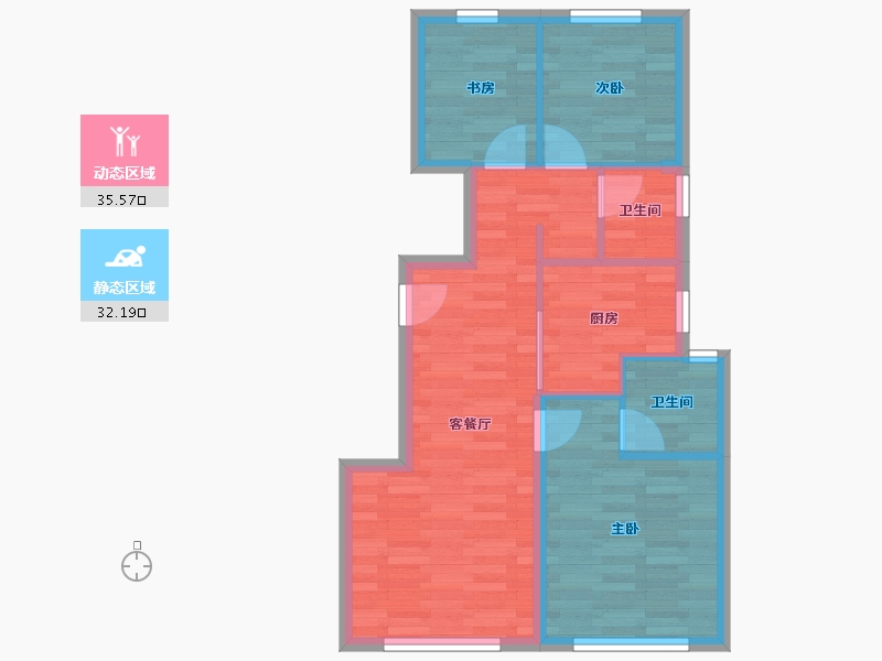 北京-北京市-金地悦风华1栋,5栋,89m²-60.25-户型库-动静分区