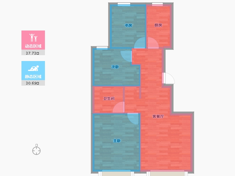 北京-北京市-金隅金麟府1栋,2栋,3栋,5栋,7栋,8栋89m²-61.67-户型库-动静分区