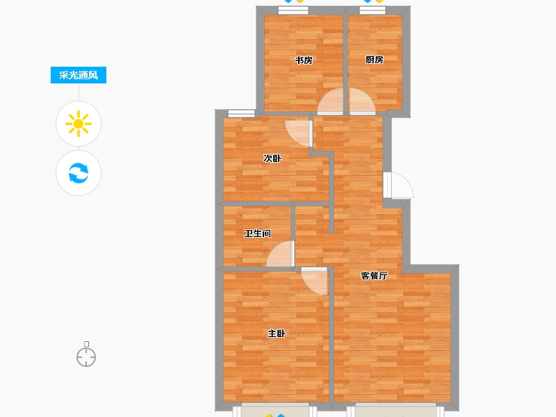 北京-北京市-金隅金麟府1栋,2栋,3栋,5栋,7栋,8栋89m²-61.67-户型库-采光通风