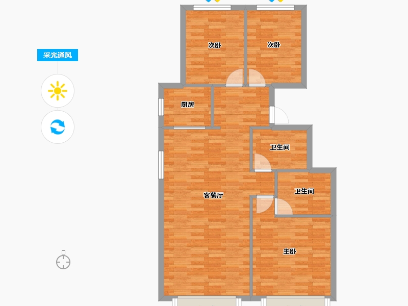 北京-北京市-金隅金麟府6栋114m²-84.91-户型库-采光通风