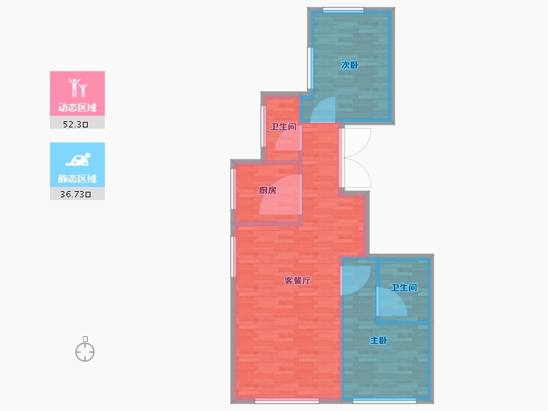 北京-北京市-绿地海珀云翡2号楼（现房10号楼）,10号楼102m²-81.60-户型库-动静分区