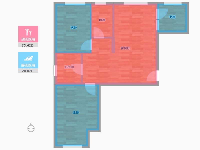 北京-北京市-大兴金茂悦4号楼,5号楼80m²-56.67-户型库-动静分区