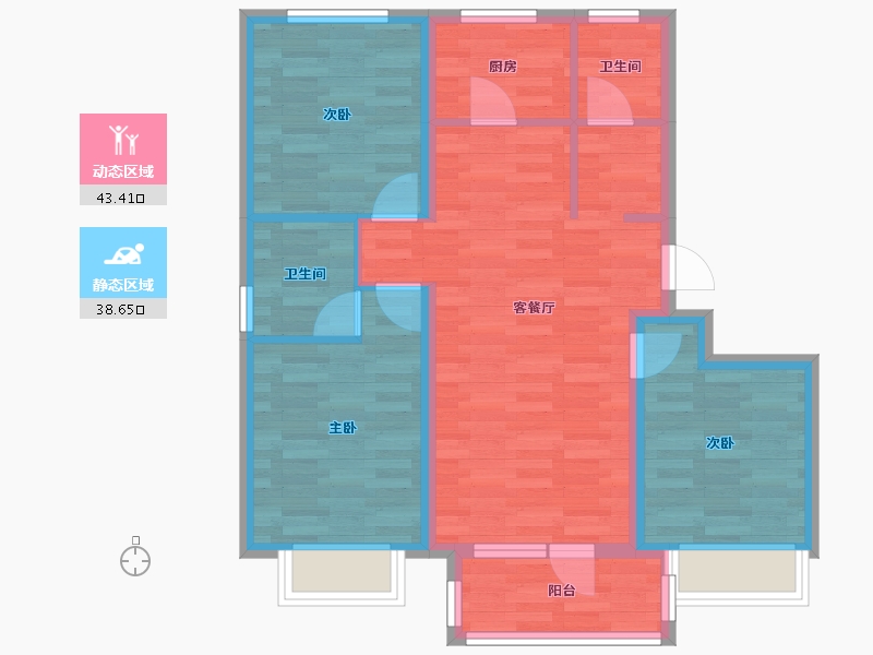 北京-北京市-住总如院6栋,1栋,18栋,4栋98m²-72.58-户型库-动静分区