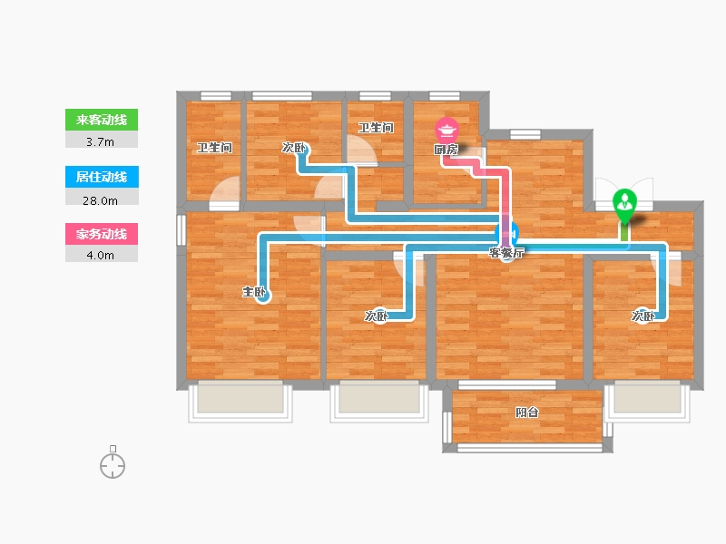 北京-北京市-住总如院2栋,3栋115m²-83.37-户型库-动静线