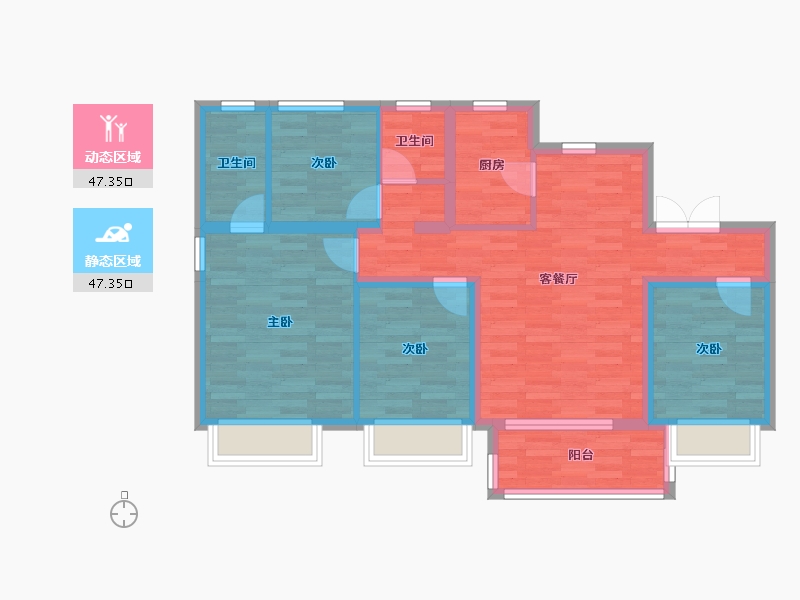 北京-北京市-住总如院2栋,3栋115m²-83.37-户型库-动静分区