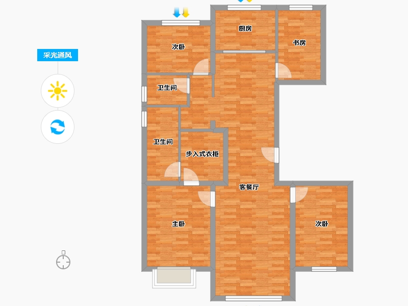 北京-北京市-中国铁建国际公馆2栋,4栋,7栋150m²-106.34-户型库-采光通风