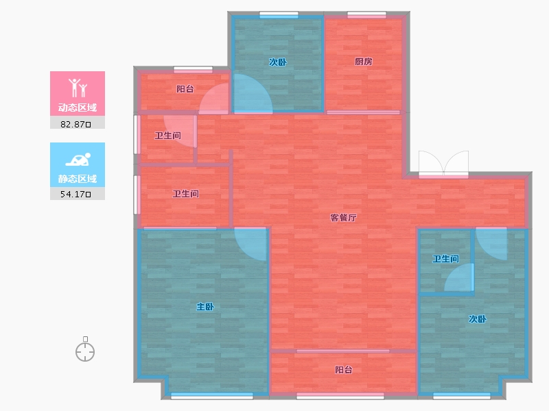 北京-北京市-绿地海珀云翡4号楼,5号楼（现房7号楼）,7号楼158m²-126.40-户型库-动静分区