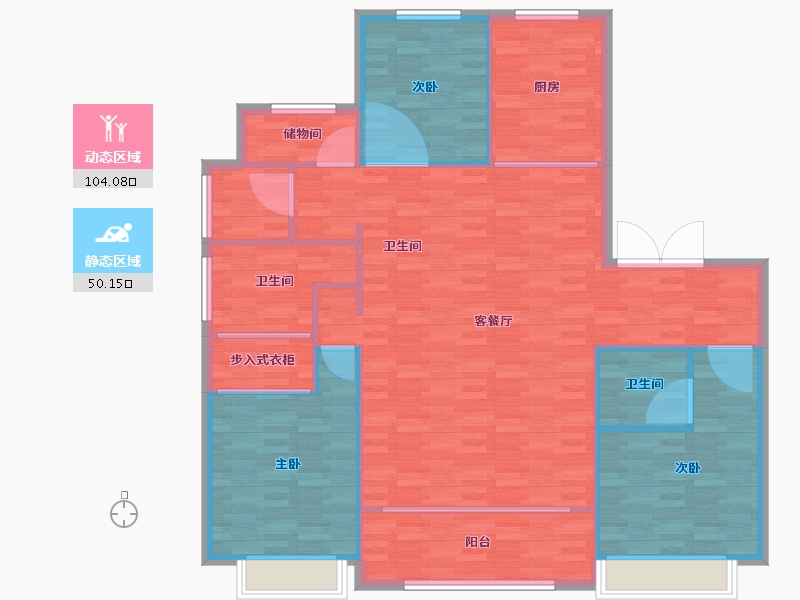 北京-北京市-绿地海珀云翡6号楼,5号楼（现房7号楼）178m²-142.40-户型库-动静分区