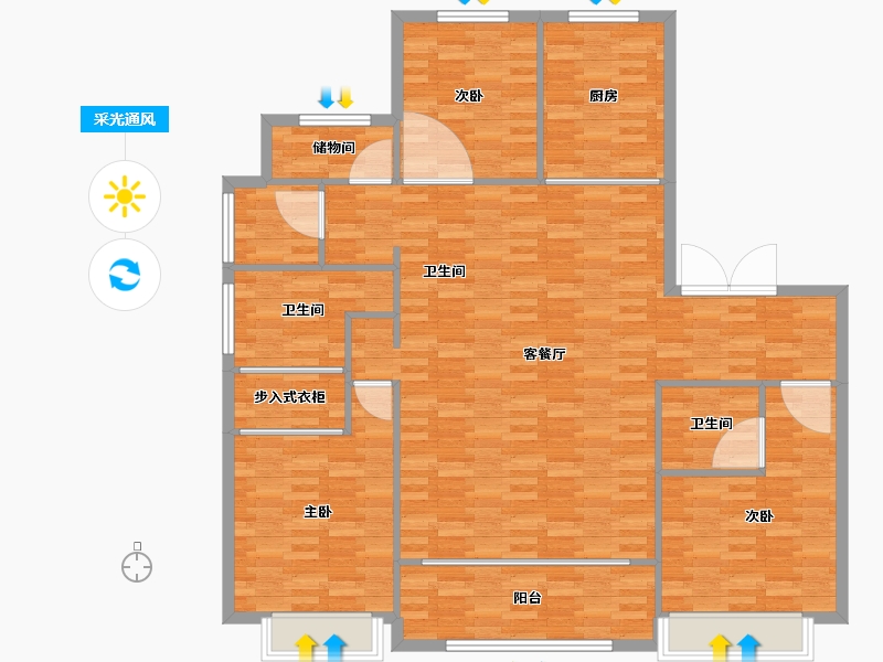 北京-北京市-绿地海珀云翡6号楼,5号楼（现房7号楼）178m²-142.40-户型库-采光通风