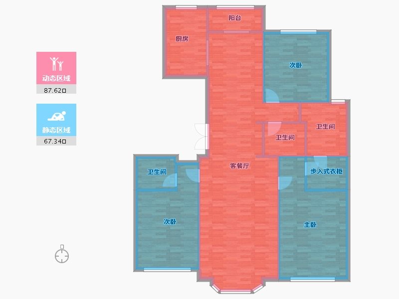 北京-北京市-中冶德贤公馆9号楼,6号楼,5号楼,4号楼186m²-142.83-户型库-动静分区