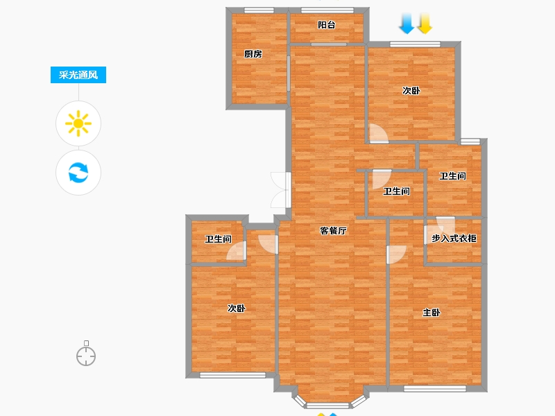 北京-北京市-中冶德贤公馆9号楼,6号楼,5号楼,4号楼186m²-142.83-户型库-采光通风