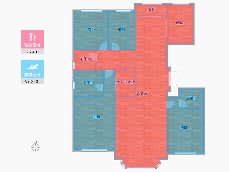 北京-北京市-中冶德贤公馆9号楼,6号楼,5号楼,4号楼215m²-165.34-户型库-动静分区