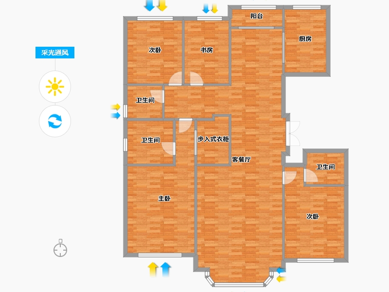 北京-北京市-中冶德贤公馆9号楼,6号楼,5号楼,4号楼215m²-165.34-户型库-采光通风