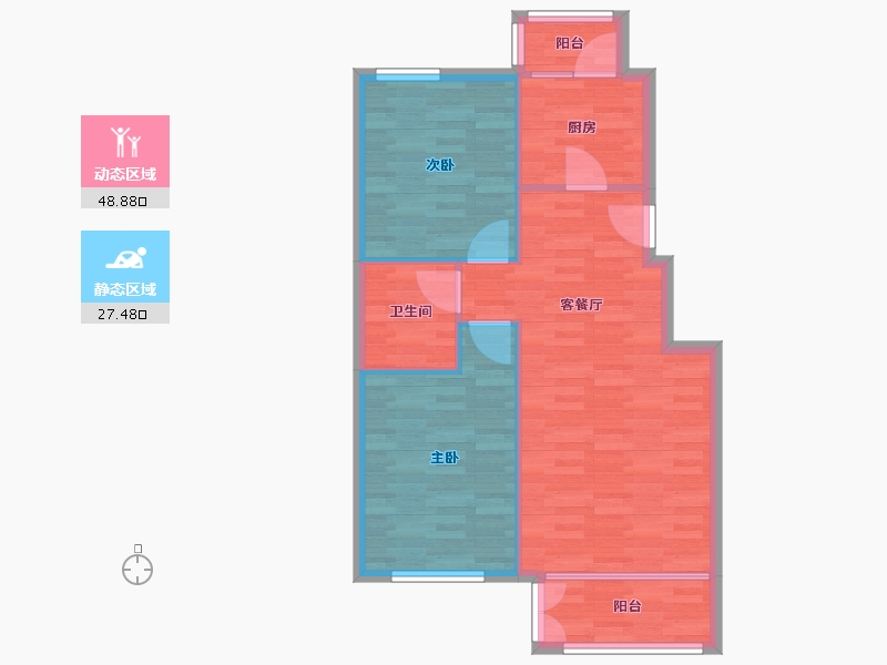 北京-北京市-一品嘉园87m²-69.60-户型库-动静分区