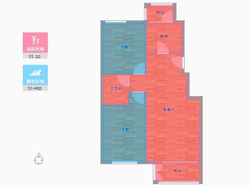 北京-北京市-一品嘉园98m²-78.40-户型库-动静分区