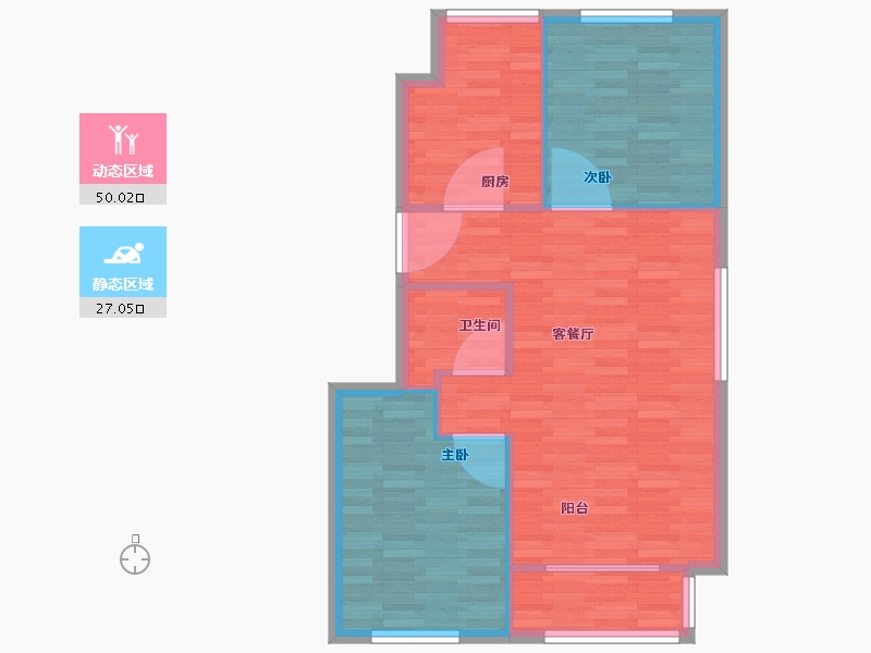 北京-北京市-一品嘉园88m²-70.41-户型库-动静分区