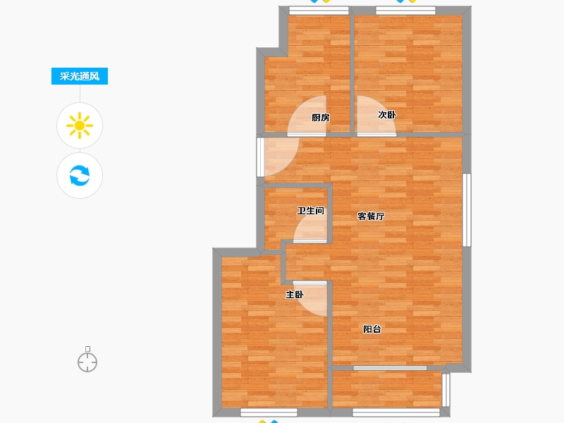 北京-北京市-一品嘉园88m²-70.41-户型库-采光通风