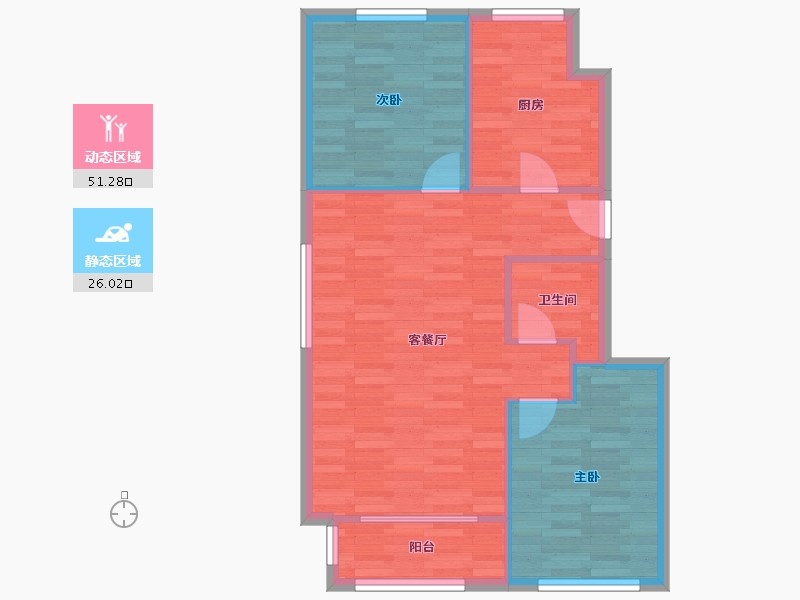 北京-北京市-一品嘉园88m²-70.40-户型库-动静分区