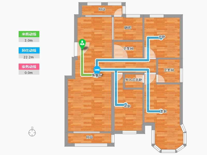 北京-北京市-一品嘉园98m²-78.40-户型库-动静线