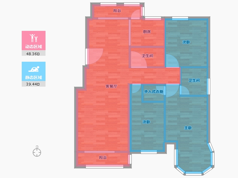 北京-北京市-一品嘉园98m²-78.40-户型库-动静分区