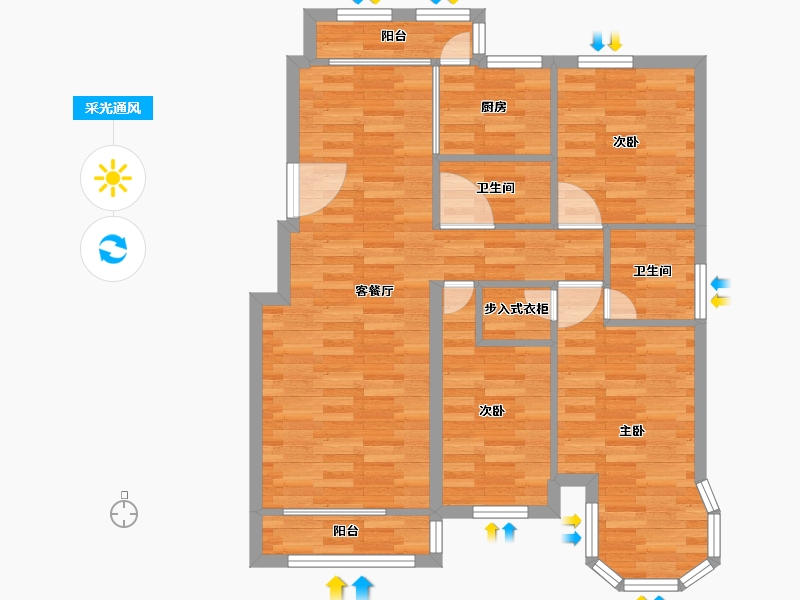 北京-北京市-一品嘉园98m²-78.40-户型库-采光通风