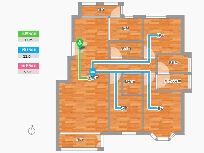 北京-北京市-一品嘉园98m²-78.41-户型库-动静线