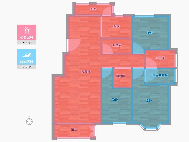 北京-北京市-一品嘉园98m²-78.41-户型库-动静分区