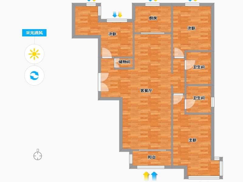 北京-北京市-国韵村1号楼,5号楼,7号楼,8号楼,10号楼,11号楼,12号楼,13-105.45-户型库-采光通风