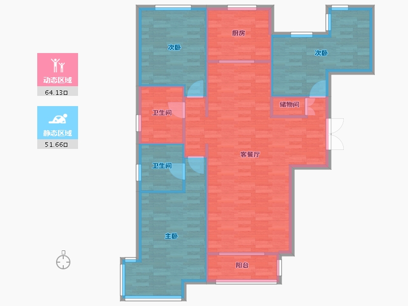 北京-北京市-国韵村11号楼,13号楼139m²-105.46-户型库-动静分区