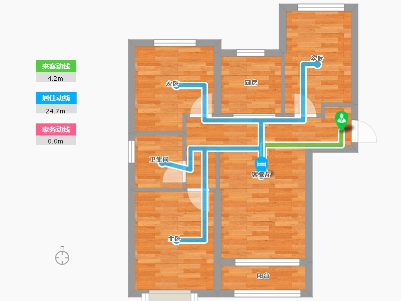 北京-北京市-颐璟万和2栋,4栋85m²-56.59-户型库-动静线