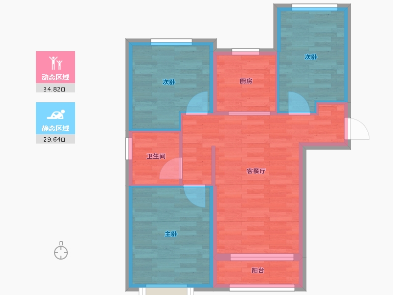 北京-北京市-颐璟万和2栋,4栋85m²-56.59-户型库-动静分区