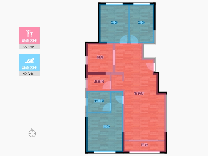 北京-北京市-金融街金悦府1号楼129m²-86.93-户型库-动静分区