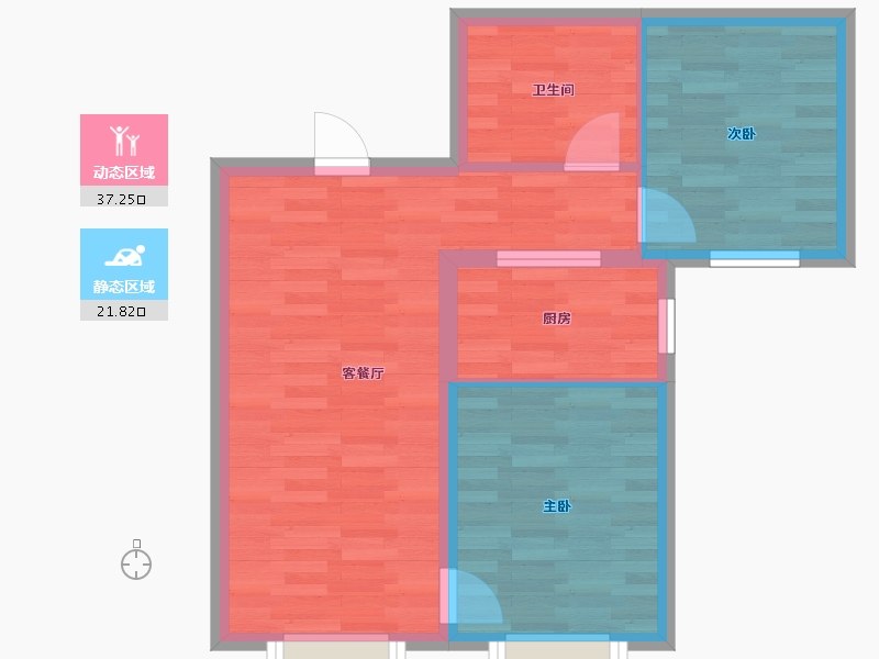 北京-北京市-颐璟万和2栋80m²-52.37-户型库-动静分区