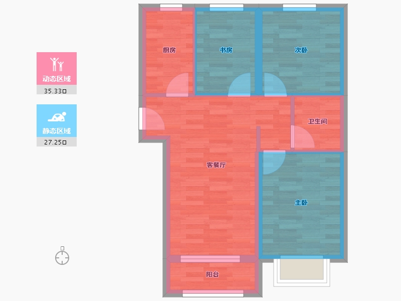 北京-北京市-颐璟万和2栋85m²-55.11-户型库-动静分区