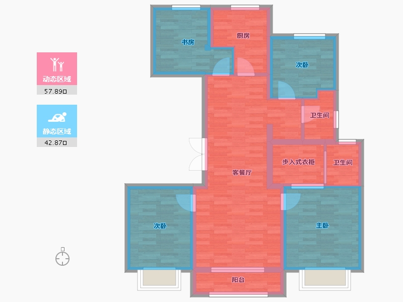 北京-北京市-颐璟万和3栋133m²-88.32-户型库-动静分区