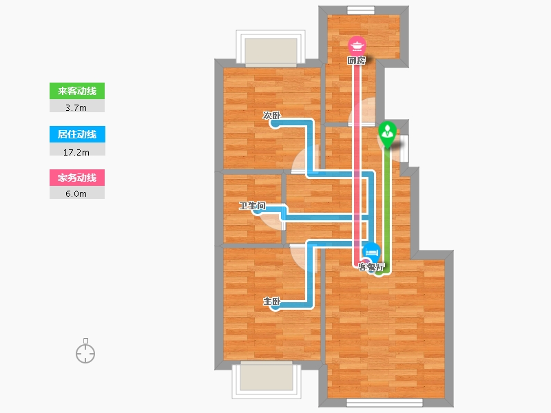 北京-北京市-中海云熙1栋,2栋,3栋,4栋,5栋,6栋76m²-51.65-户型库-动静线