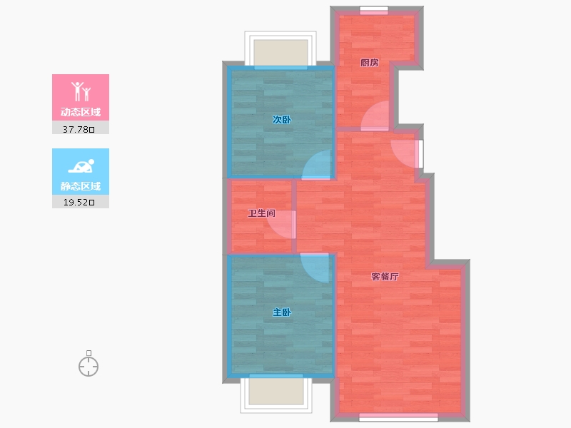 北京-北京市-中海云熙1栋,2栋,3栋,4栋,5栋,6栋76m²-51.65-户型库-动静分区