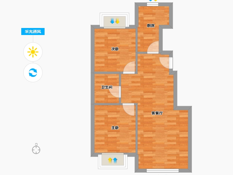 北京-北京市-中海云熙1栋,2栋,3栋,4栋,5栋,6栋76m²-51.65-户型库-采光通风