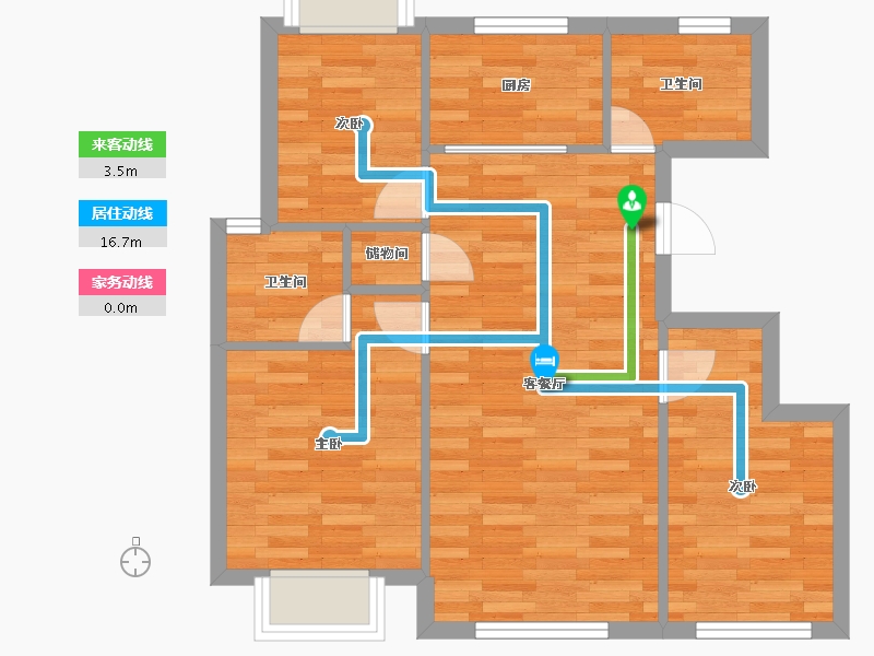 北京-北京市-中海云熙7栋,8栋,9栋,10栋,11栋,12栋89m²-64.27-户型库-动静线