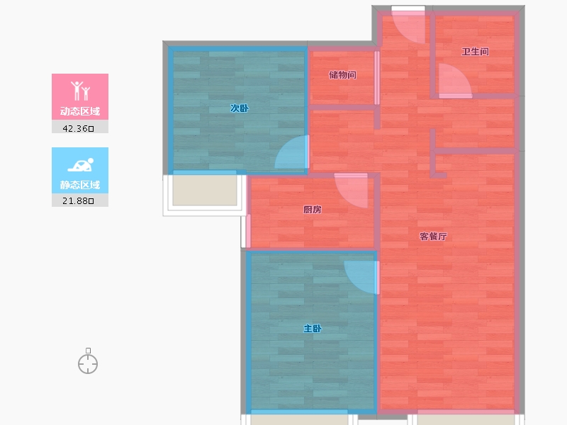 北京-北京市-招商雍合府06-2号楼84m²-57.67-户型库-动静分区