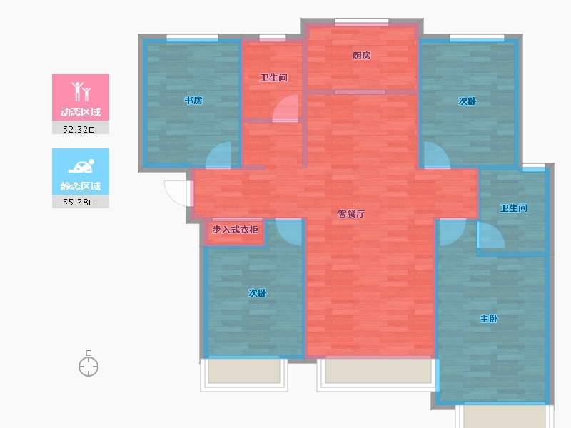 北京-北京市-招商雍合府08-1号楼,06-2号楼131m²-98.15-户型库-动静分区