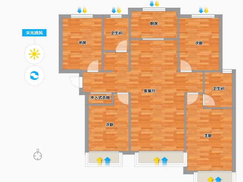 北京-北京市-招商雍合府08-1号楼,06-2号楼131m²-98.15-户型库-采光通风