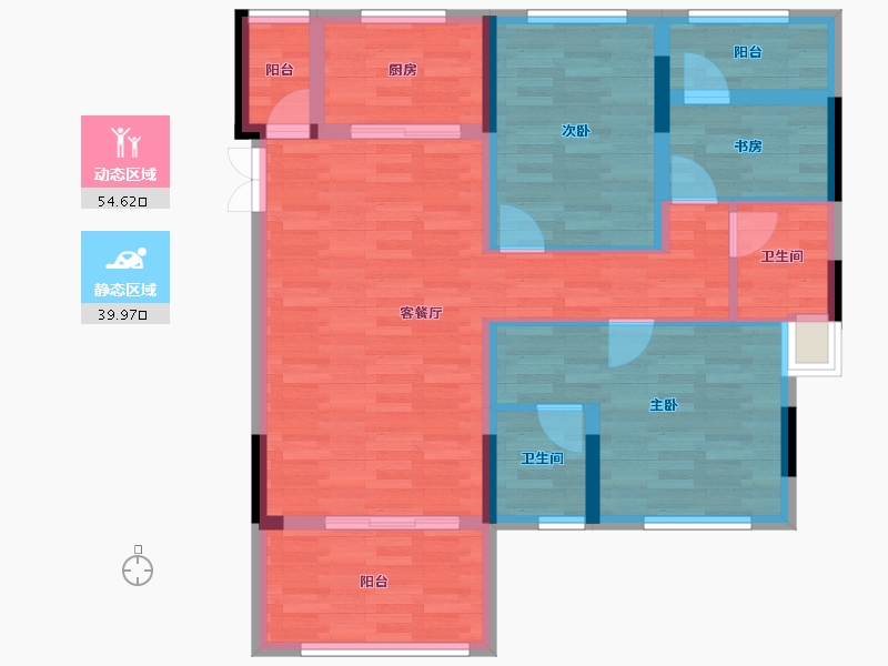 重庆-重庆市-凰城御府-83.91-户型库-动静分区