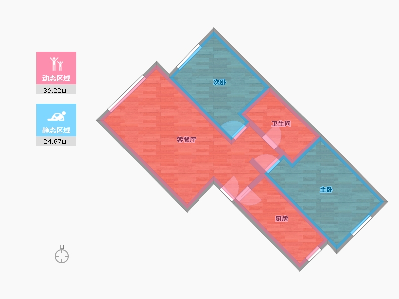 北京-北京市-水岸雁栖32号楼83M2-55.88-户型库-动静分区