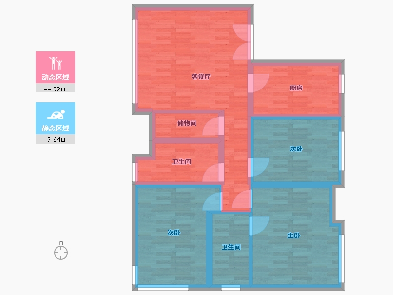 北京-北京市-水岸雁栖33号楼109M2-79.90-户型库-动静分区