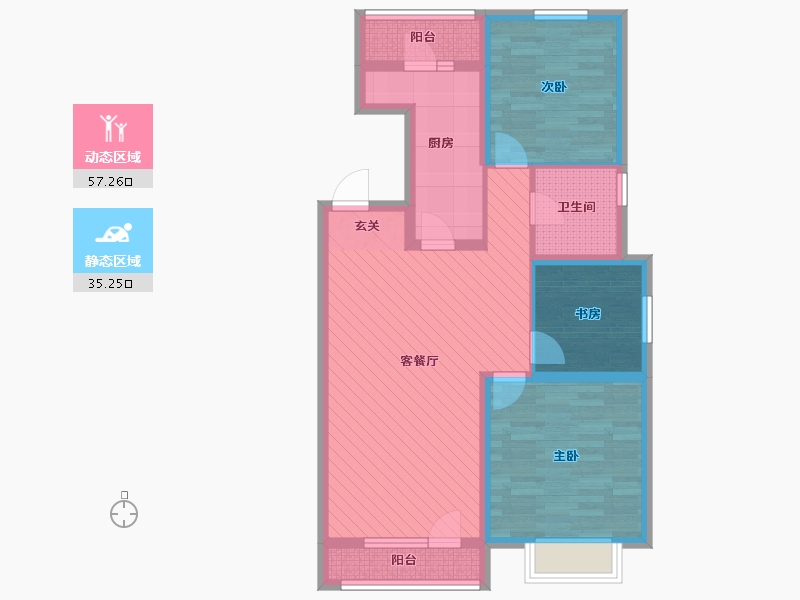 辽宁省-沈阳市-府城铭邸-80.61-户型库-动静分区