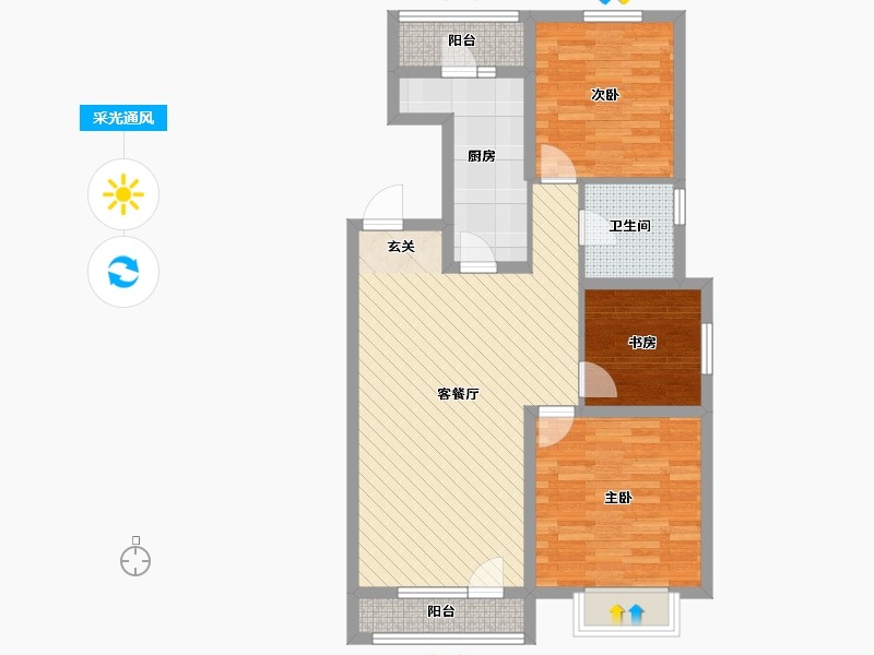 辽宁省-沈阳市-府城铭邸-80.61-户型库-采光通风