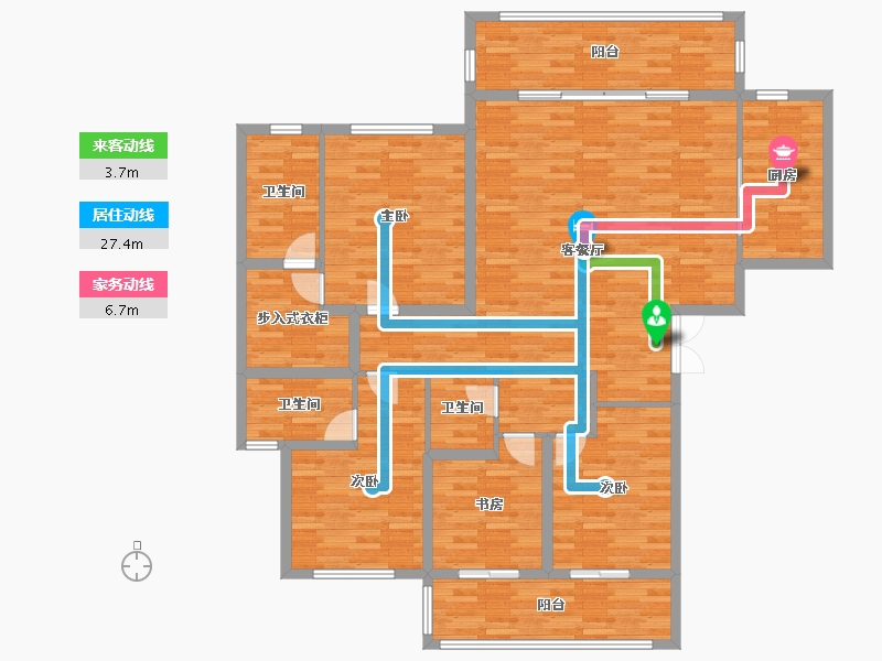 湖南省-长沙市-梅溪湖金茂湾-149.35-户型库-动静线