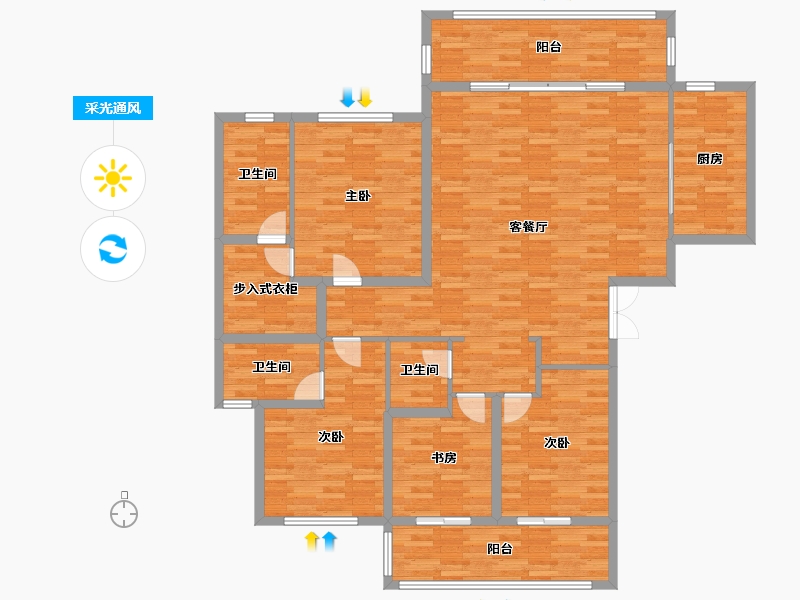 湖南省-长沙市-梅溪湖金茂湾-149.35-户型库-采光通风