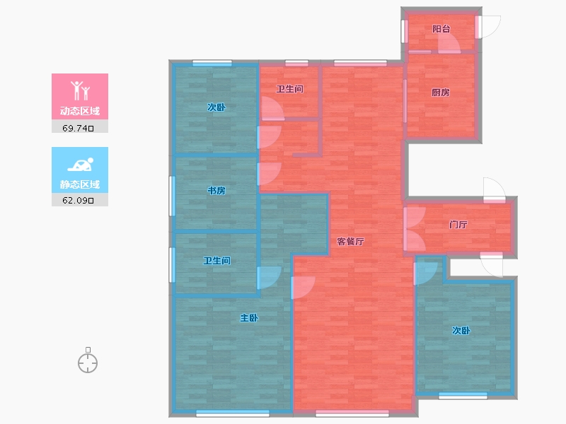 北京-北京市-北京城建国誉府A1号楼,A2号楼163M2-120.53-户型库-动静分区